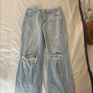 Altar'd State Light Blue Distressed Flare Jeans